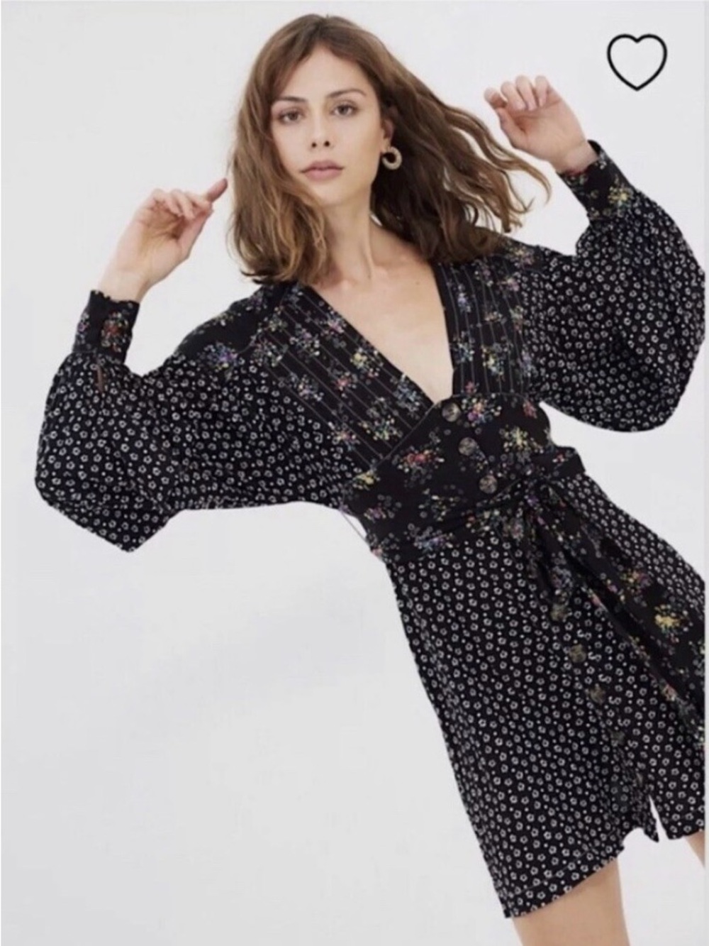 Free People Black Floral Mini Dress - Picture 2 of 13
